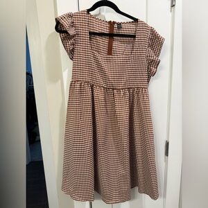 SHEIN Brown Plaid Dress
